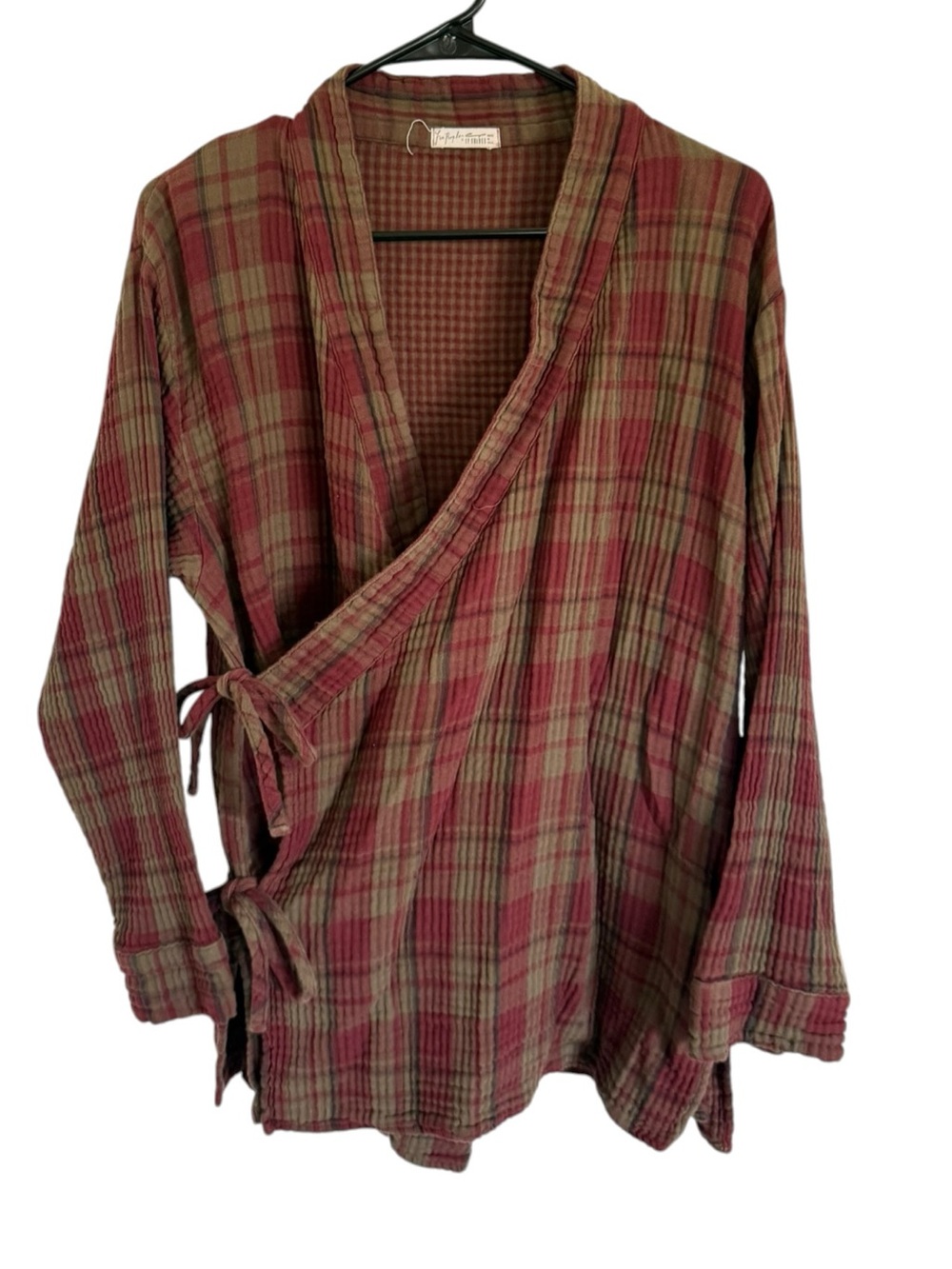 Free People x Cp Shades Plaid Wrap Side Tie Plaid Top